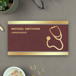 Carte De Visite Faux Cuir Or Stethoscope Médicale Professionnel