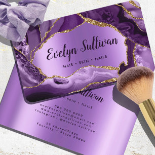 Carte de visite Faux Foil Agate violet