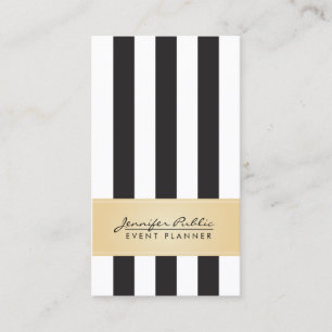 Carte De Visite Faux Gold Black and White Strier Event Planner