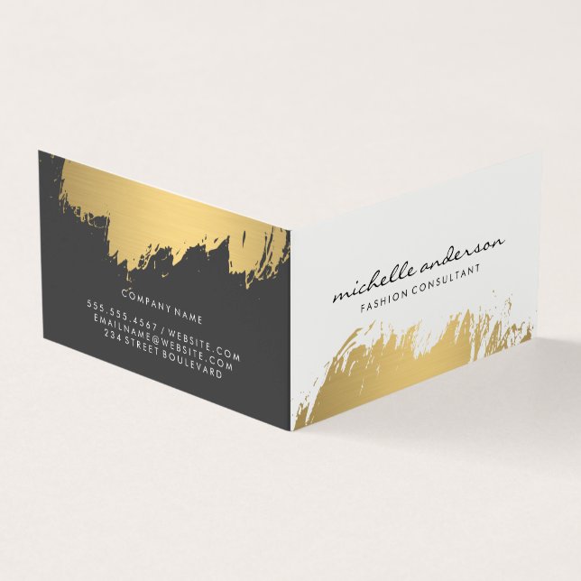 Carte De Visite Faux Gold Brossé gris blanc (Extérieur)