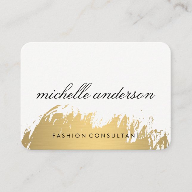 Carte De Visite Faux Gold Brossé gris blanc (Devant)