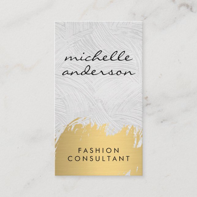 Carte De Visite Faux Gold Brossé gris blanc | Fashionista (Devant)