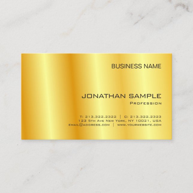 Carte De Visite Faux Gold Elegant Company Simple Modèle Modern (Devant)
