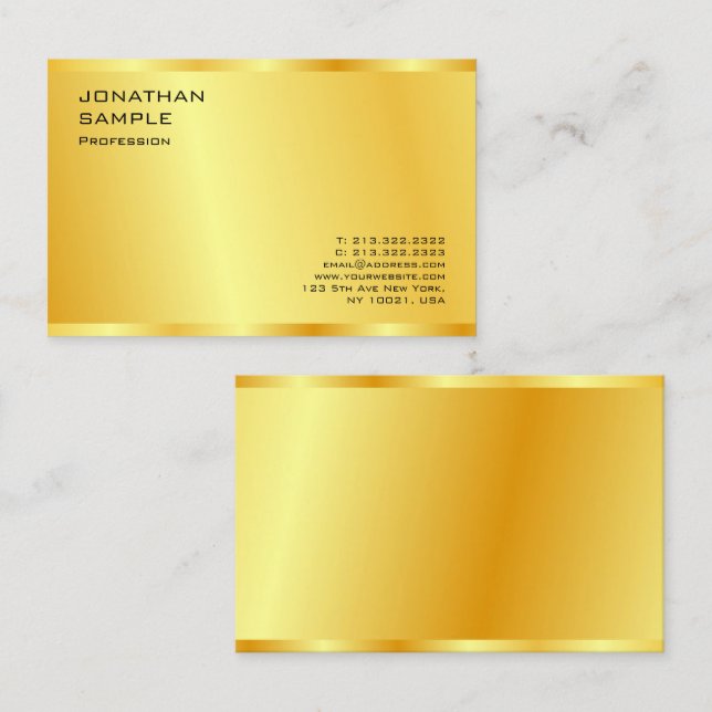 Carte De Visite Faux Gold Elegant Professional Modern Modèle (Devant / Derrière)