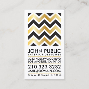 Carte De Visite Faux Gold Foil Black Chevron