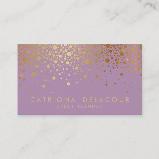 Carte de visite Faux Gold Foil Confetti | Lilac (Devant)