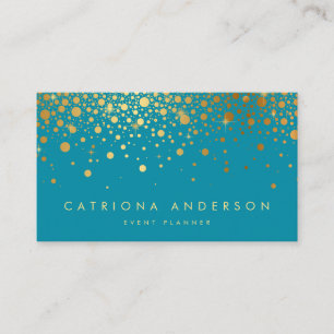 Carte de visite Faux Gold Foil Confetti   Turquois
