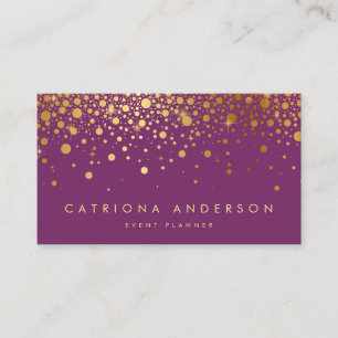 Carte de visite Faux Gold Foil Confetti   Violet