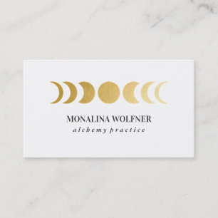 Carte De Visite Faux Gold Foil Lune Phase Élégante Simple Bu