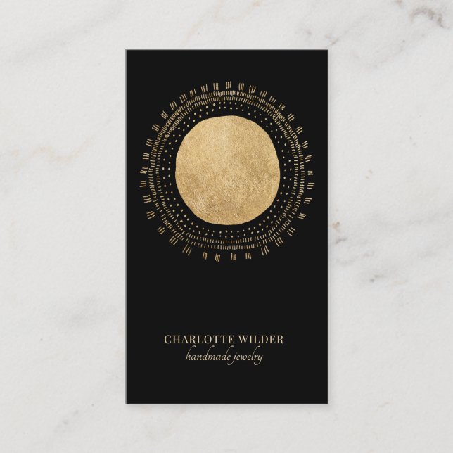 Carte De Visite Faux Gold Foil Sun Black Jewelry Designer (Devant)