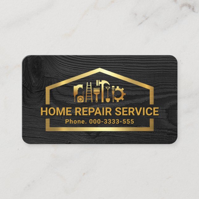 Carte De Visite Faux Gold Handyman Tools Building Frame (Devant)
