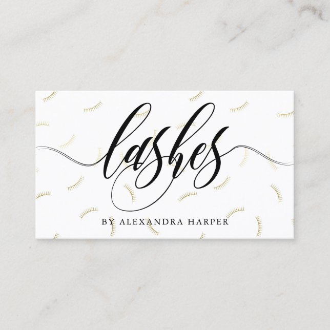 Carte De Visite Faux Gold Lashes Artiste de calligraphie (Devant)