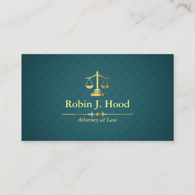 Carte De Visite Faux Gold Libra Dark Green Rhombus Avocat (Devant)