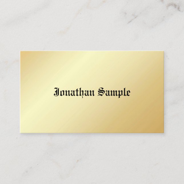 Carte De Visite Faux Gold Modèle Vieux texte Personnalisé Glamour (Devant)