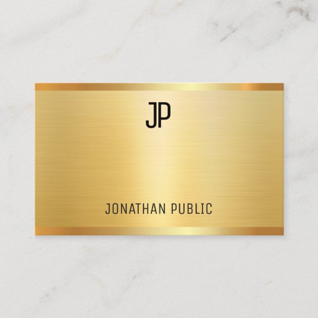 Carte De Visite Faux Gold Modern Elegant Modèle professionnel (Devant)