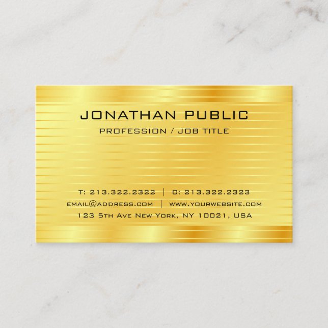 Carte De Visite Faux Gold Moderne Élégant Finition Silk Premium (Devant)