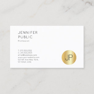 Carte De Visite Faux Gold Monogram Modèle Élégant Professionnel
