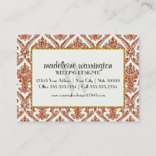 Carte De Visite Faux Gold Parties scintillant Damask Floral Patal 