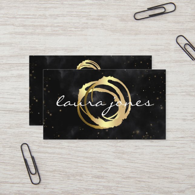 Carte De Visite Faux Gold Peint Cercle Designer (Devant/Arrière en situation)