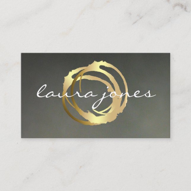 Carte de visite Faux Gold Peint Cercle Designer (Devant)