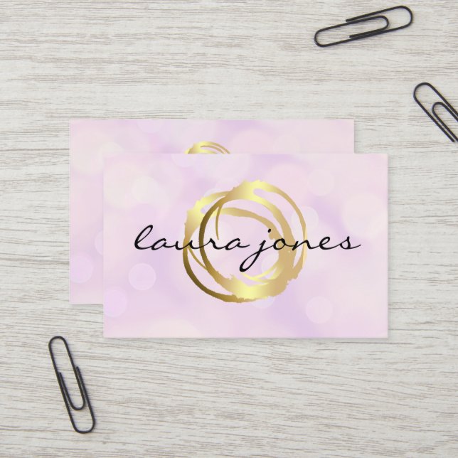 Carte de visite Faux Gold Peint Cercle Designer (Devant/Arrière en situation)