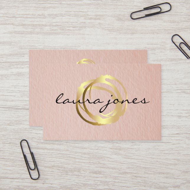 Carte de visite Faux Gold Peint Cercle Designer (Devant/Arrière en situation)