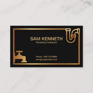 Carte De Visite Faux Gold Plumbing Icons Creative Gold Border