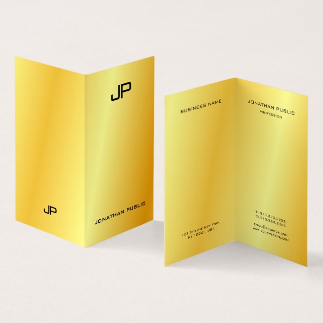 Carte De Visite Faux Gold Professional Élégant Monogramme moderne (Intérieur et extérieur)