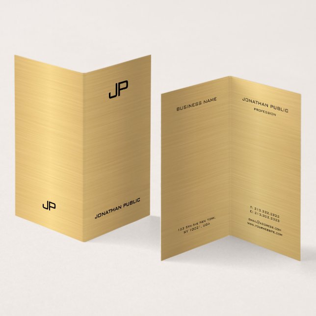 Carte De Visite Faux Gold Professional Moderne Monogramme Élégant (Intérieur et extérieur)