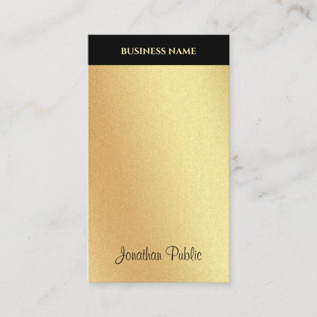 Carte De Visite Faux Gold Script main Texte Cool Calligraphie mode (Devant)