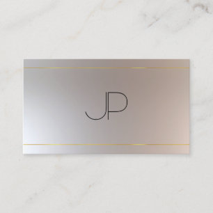 Carte De Visite Faux Gold Silver Moderne Monogramme Professionnel