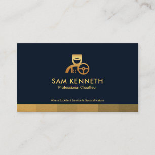 Carte De Visite Faux Gold Strip Black Limo Chauffeur Taxi