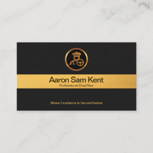 Carte De Visite Faux Gold Stripe Rétro Black Elegance Chauffeur