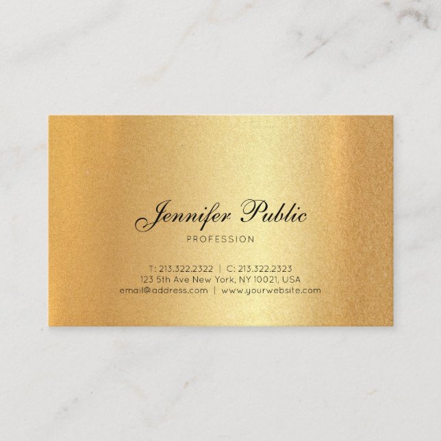 Carte De Visite Faux Gold Texte De Script À Main Calligraphié Mode (Devant)