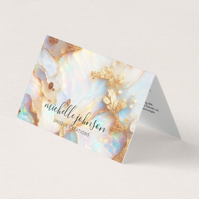 Carte De Visite Faux Holographique Iridescente Opal Cristal Créati (Devant)