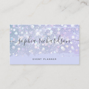 Carte De Visite Faux Iridescente   Purple avec script tendance