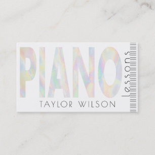 Carte De Visite FAUX iridescente script de piano professeur de mus