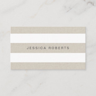 Carte De Visite Faux Linen Elegant Stripes Motif Professionnel