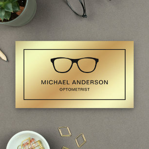 Carte De Visite Faux Lunettes en feuille d'or Optométriste Ophtalm