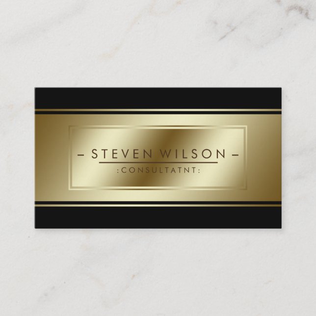 Carte De Visite Faux noir élégant professionnel d'or moderne (Devant)
