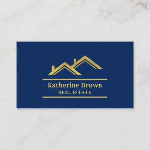 Carte De Visite Faux Or Bleu Marine Moderne Immobilier Agent Immob