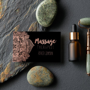 Carte De Visite Faux or rose boho floral mandala massage