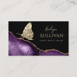 Carte De Visite faux parties scintillant d'or papillon et agate po