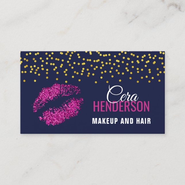 Carte De Visite Faux Parties scintillant Lips Gold Confetti Artist (Devant)
