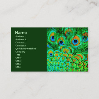 Carte De Visite Faux Peacock Plumes Abstrait Motif de la nature