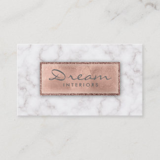 Carte De Visite Faux rose de suède d'or de marbre professionnel