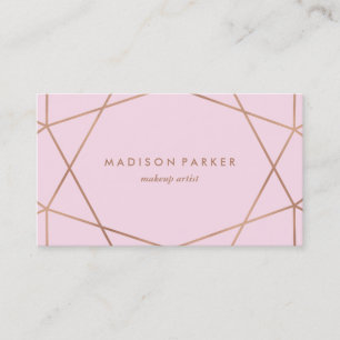 Carte De Visite Faux Rose d'or moderne géométrique sur rose pâle