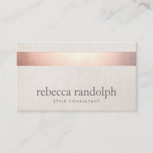 Carte De Visite Faux Rose Gold Foil Élégant Linge Beige Moderne