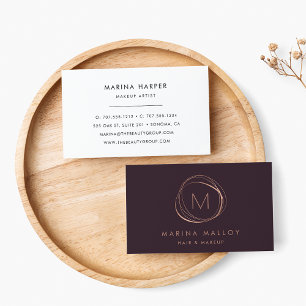 Carte De Visite Faux Rose Gold & Plum Abstrait