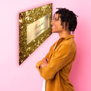 Carte De Visite Faux Sepia Gold Parties scintillant QR Code Logo M